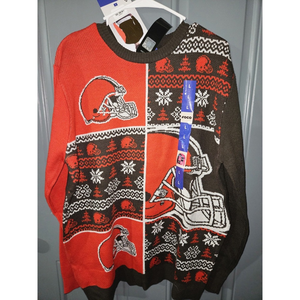 Men's V-Neck Sweater - Orange and Brown